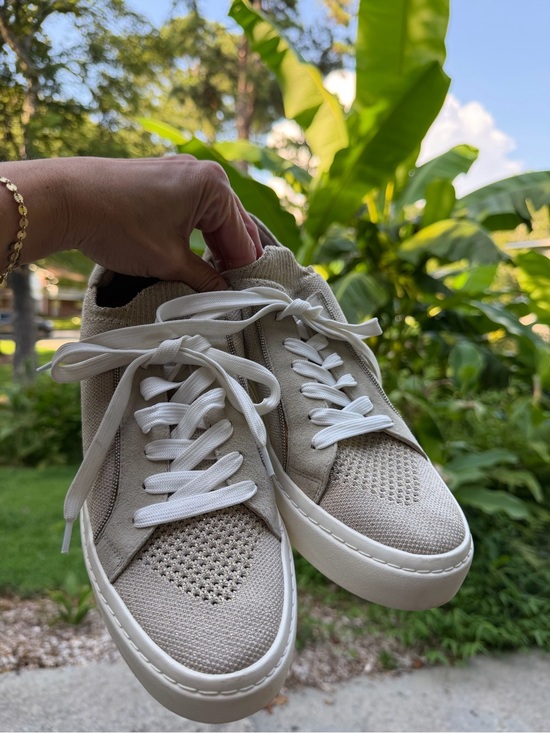 Vaneli Shoes - VANELi Sport Yaqira Metallic Knit Suede Platform Sneakers Light Taupe - Size 9.5